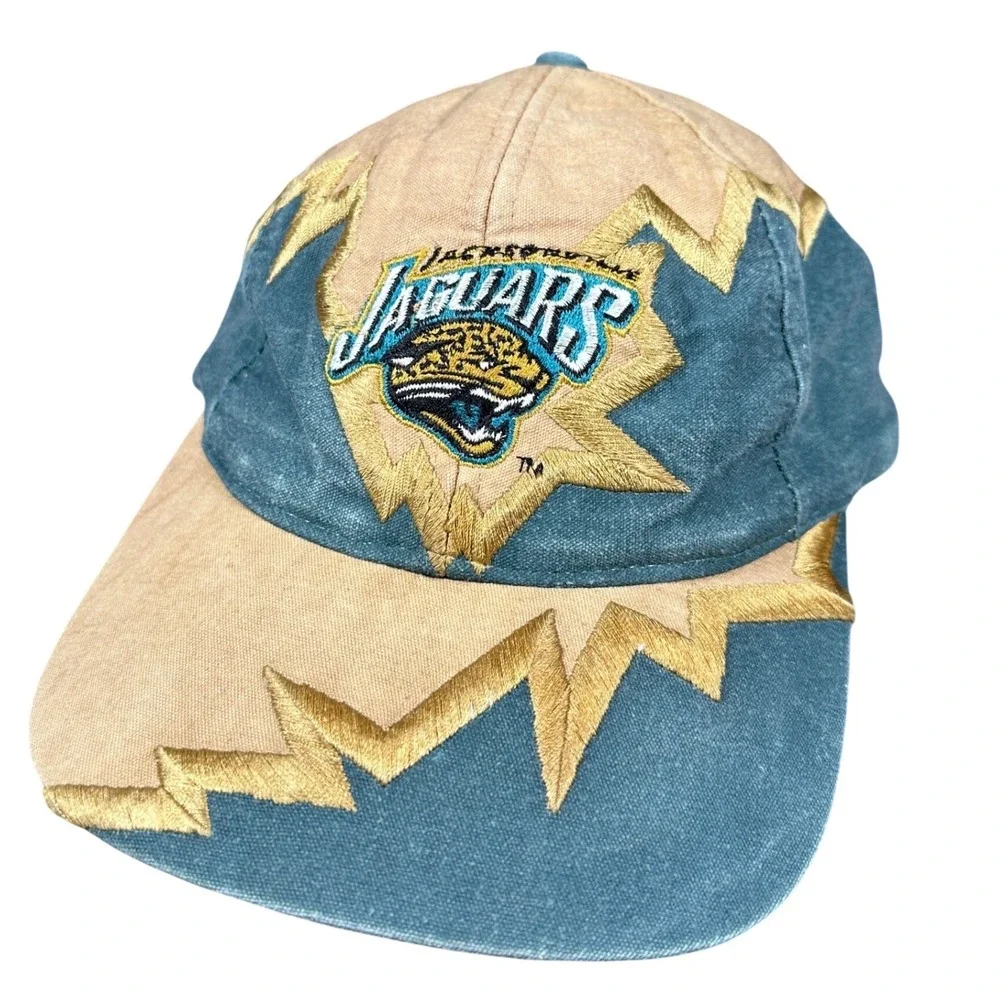 Rare 90s Vintage Jacksonville Jaguars Lightning Bolt Hat Drew Pearson Jags NFL